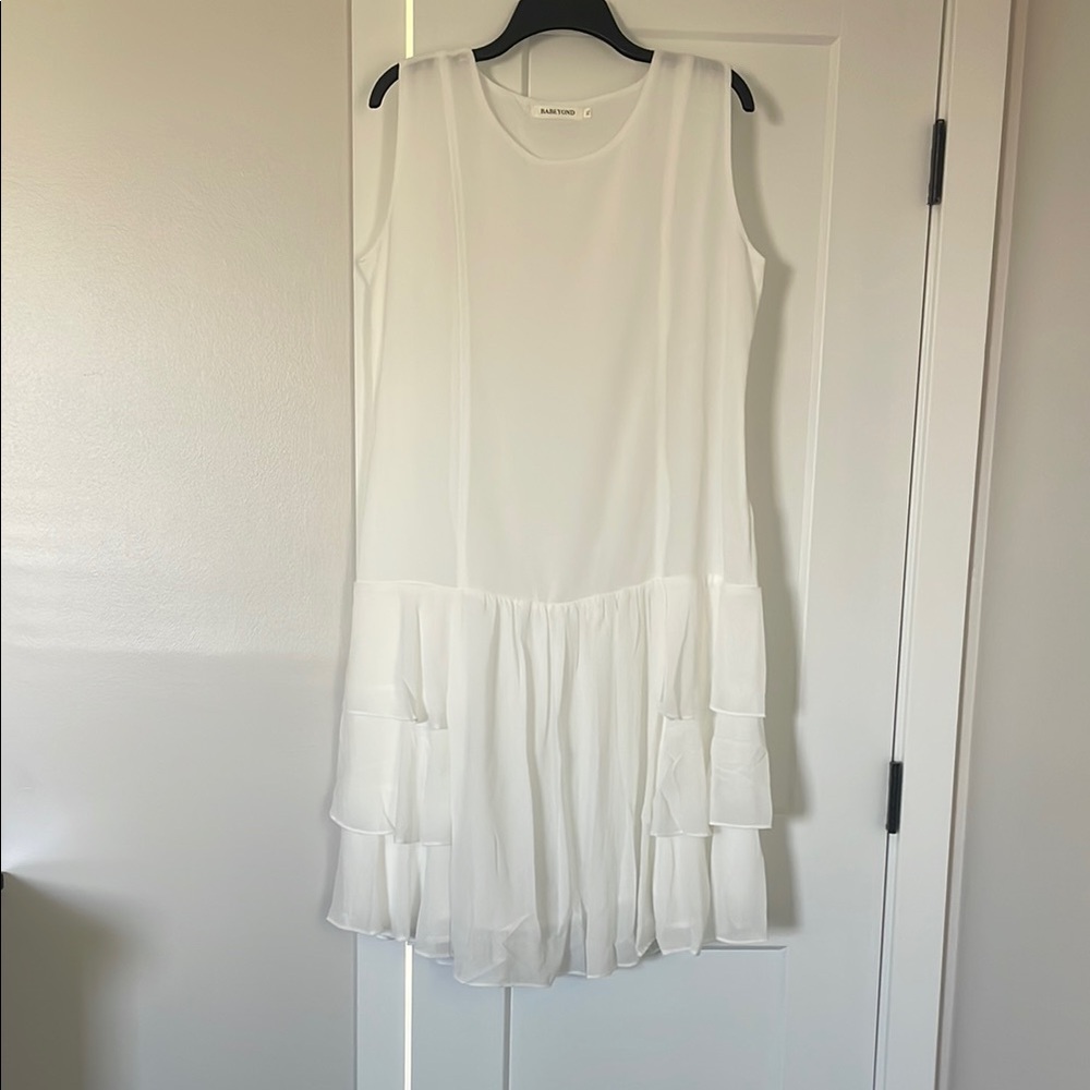 Banana Republic White Ruffled Tiered Sundress